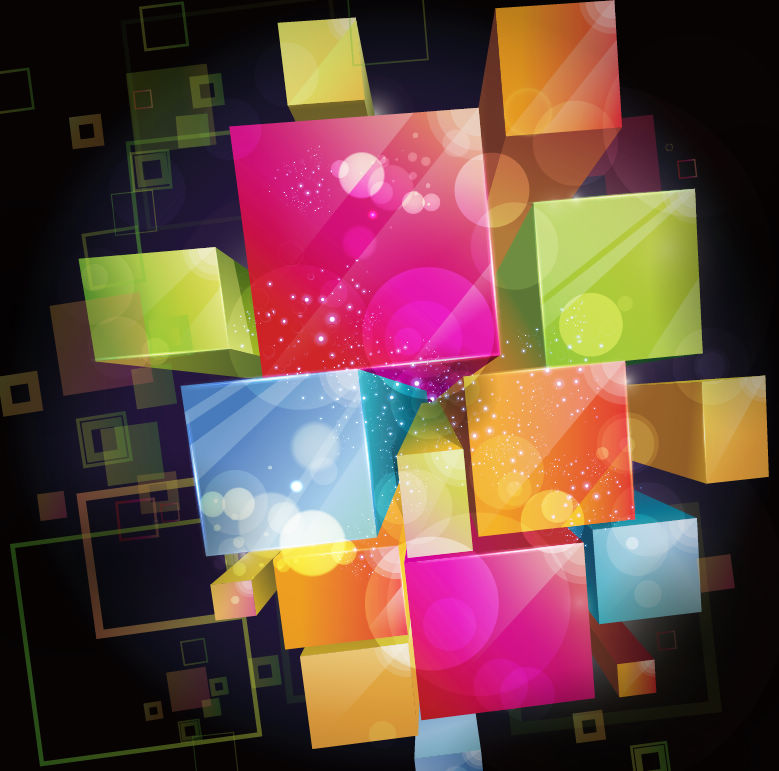 colorful 3d cubes vector background