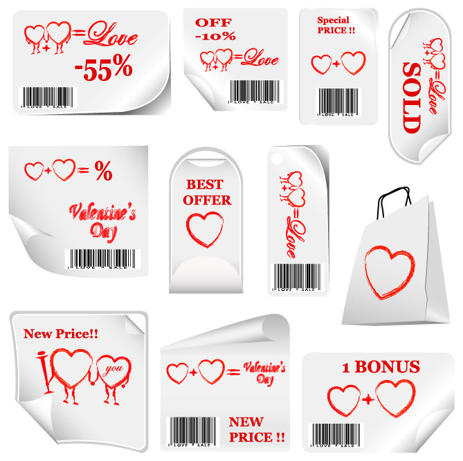 valentines day sticker set