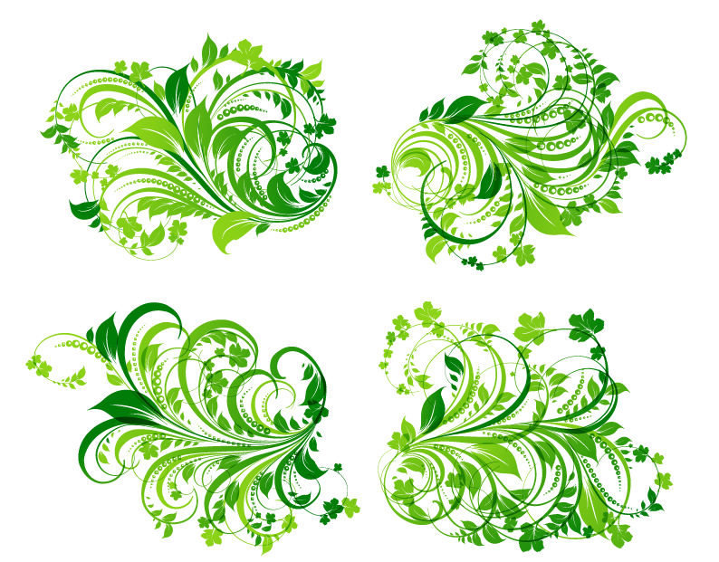 abstract floral element vector set