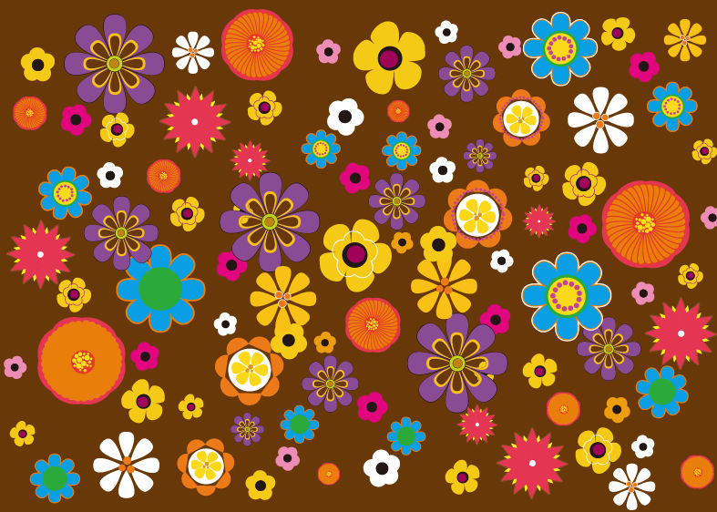 retro flowers pattern vector