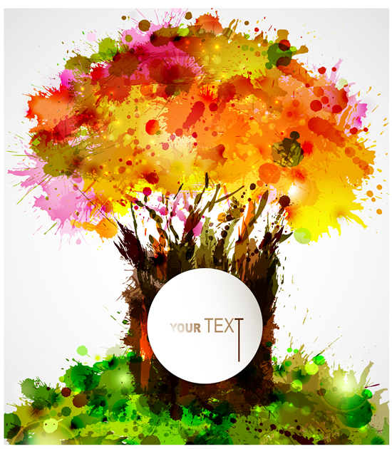 creative colorful splash tree design