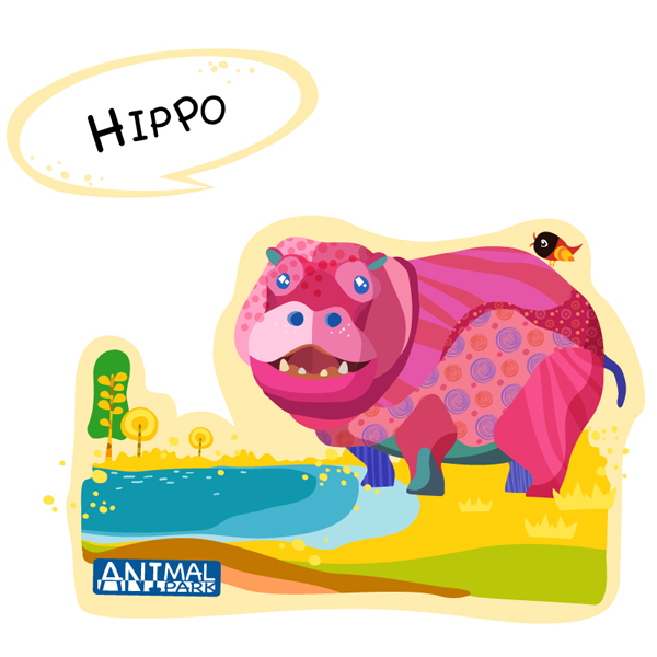 cartoon hippo vector art