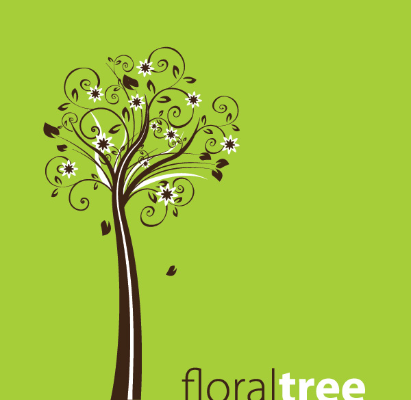 floral tree with green background