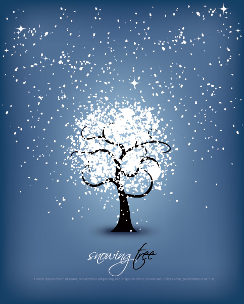 snowing tree vector graphic