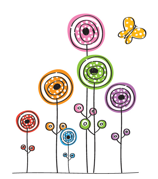 flowers and butterfly vector graphic