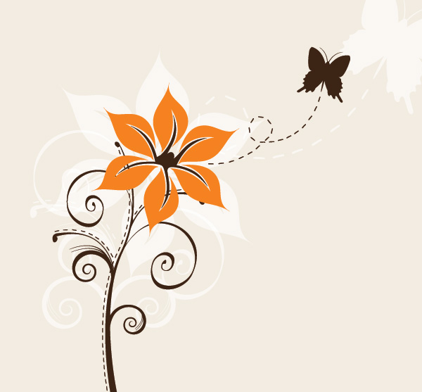 flower and butterfly vector graphic