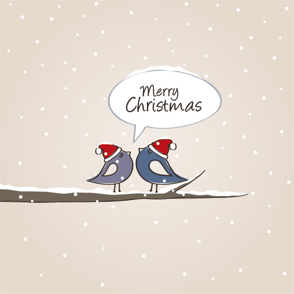 christmas birds vector graphic