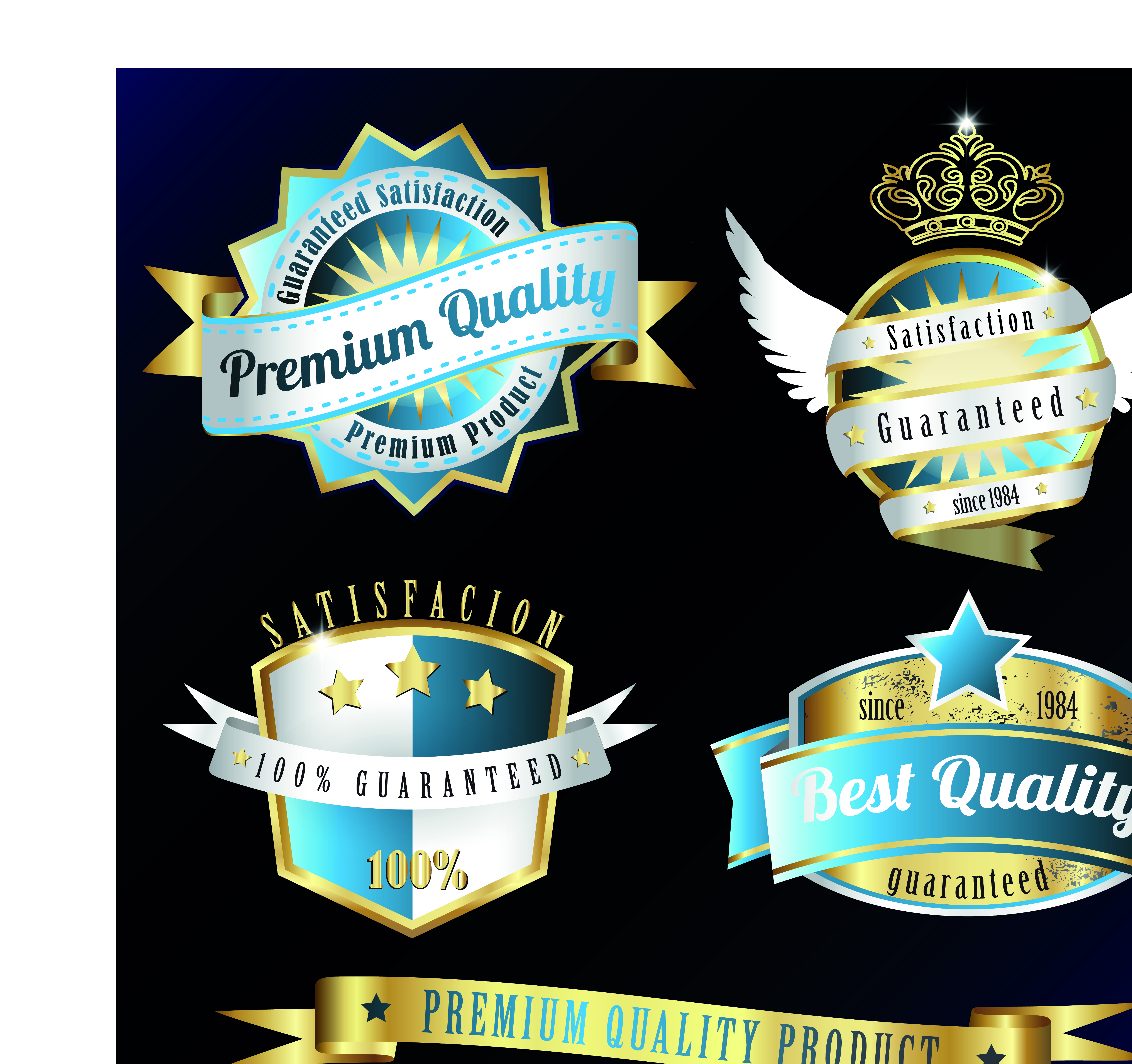 vintage quality and premium labels vector