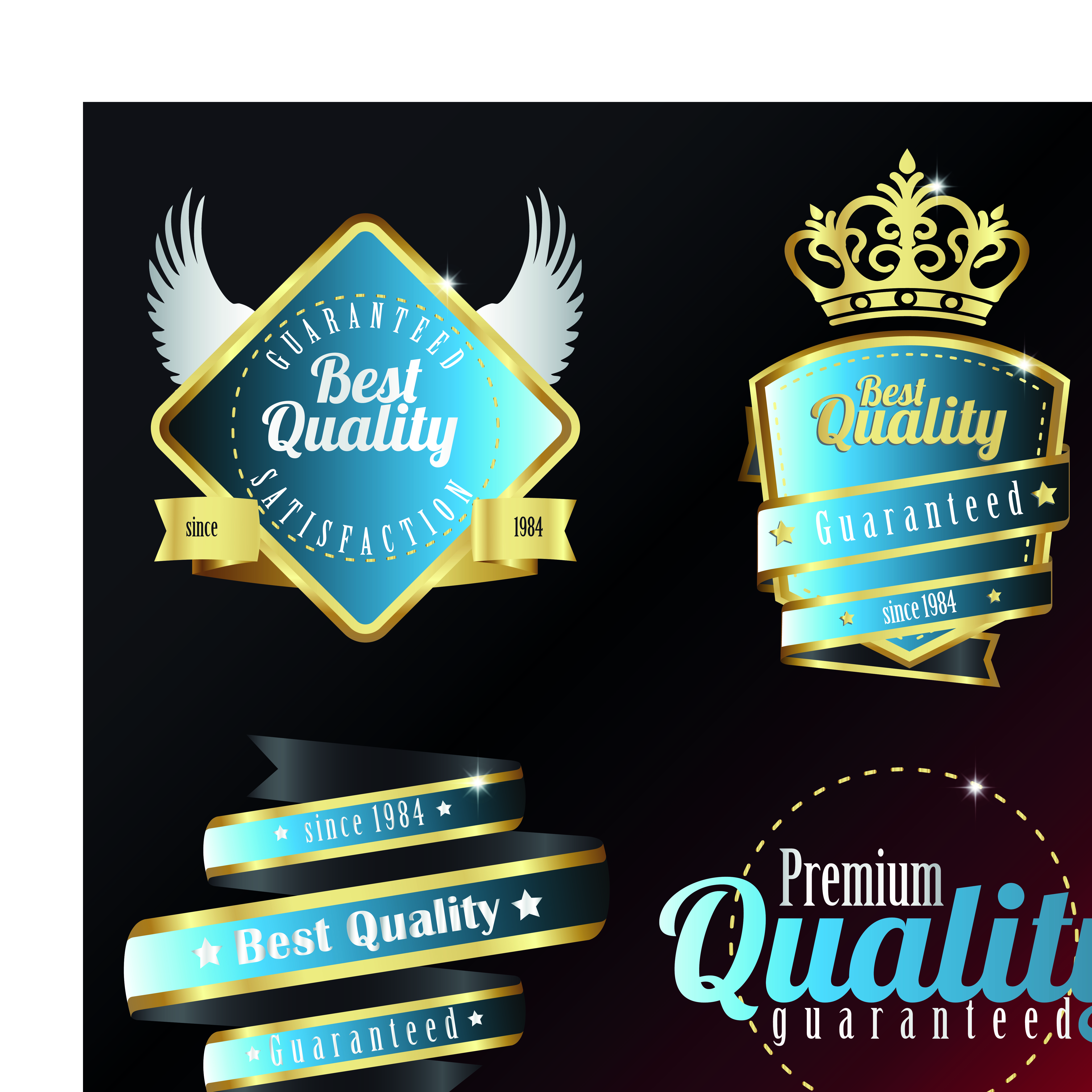 vintage quality and premium labels vector