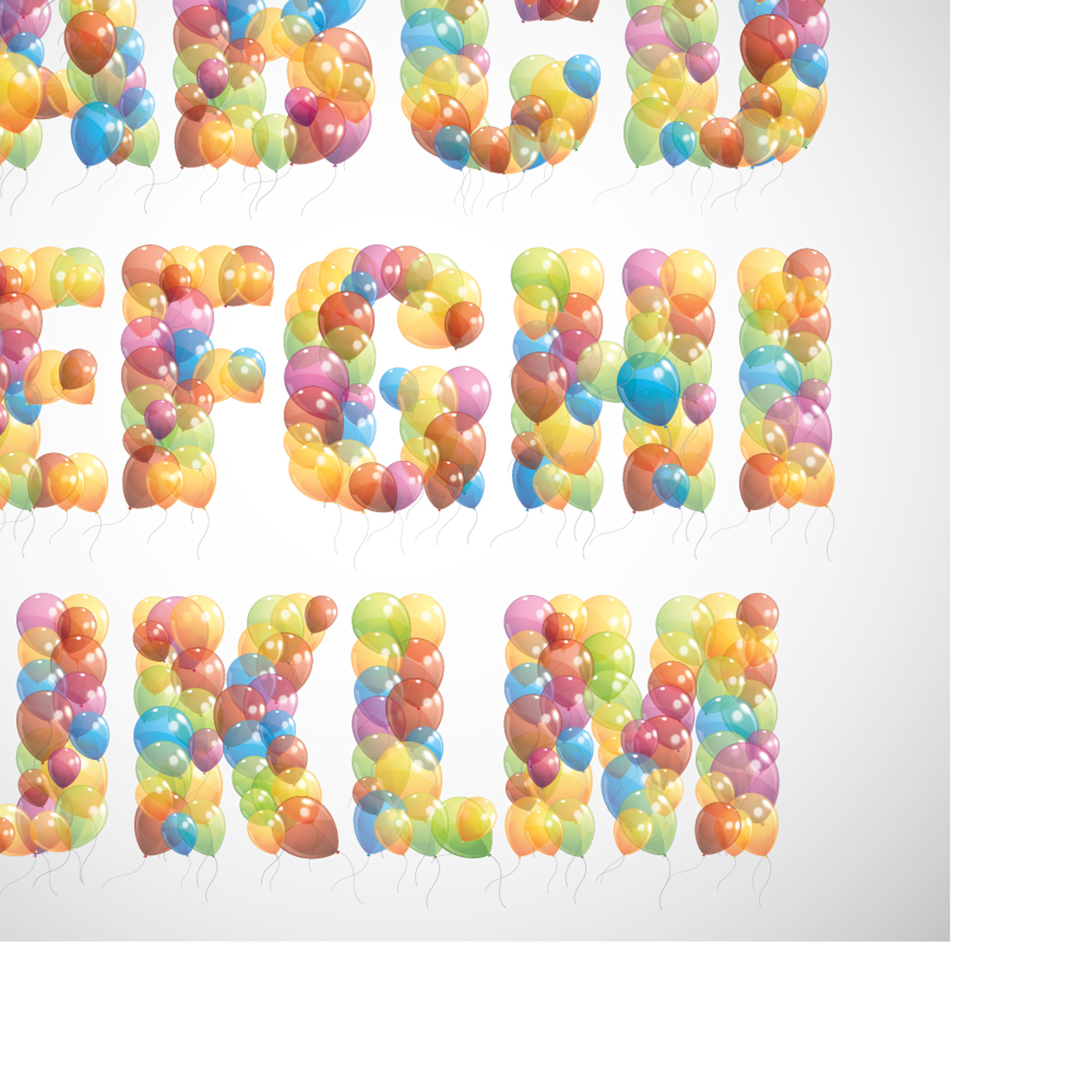 colorful balloon consisting of alphabet with numbers vector