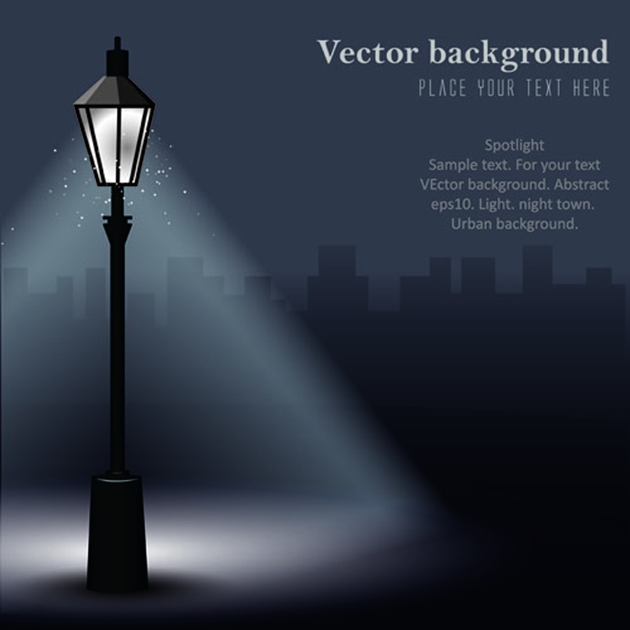 shiny street lamps background design vector set