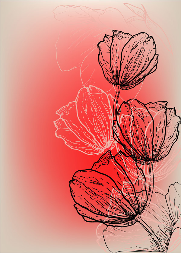 vivid hand drawn tulip background vector