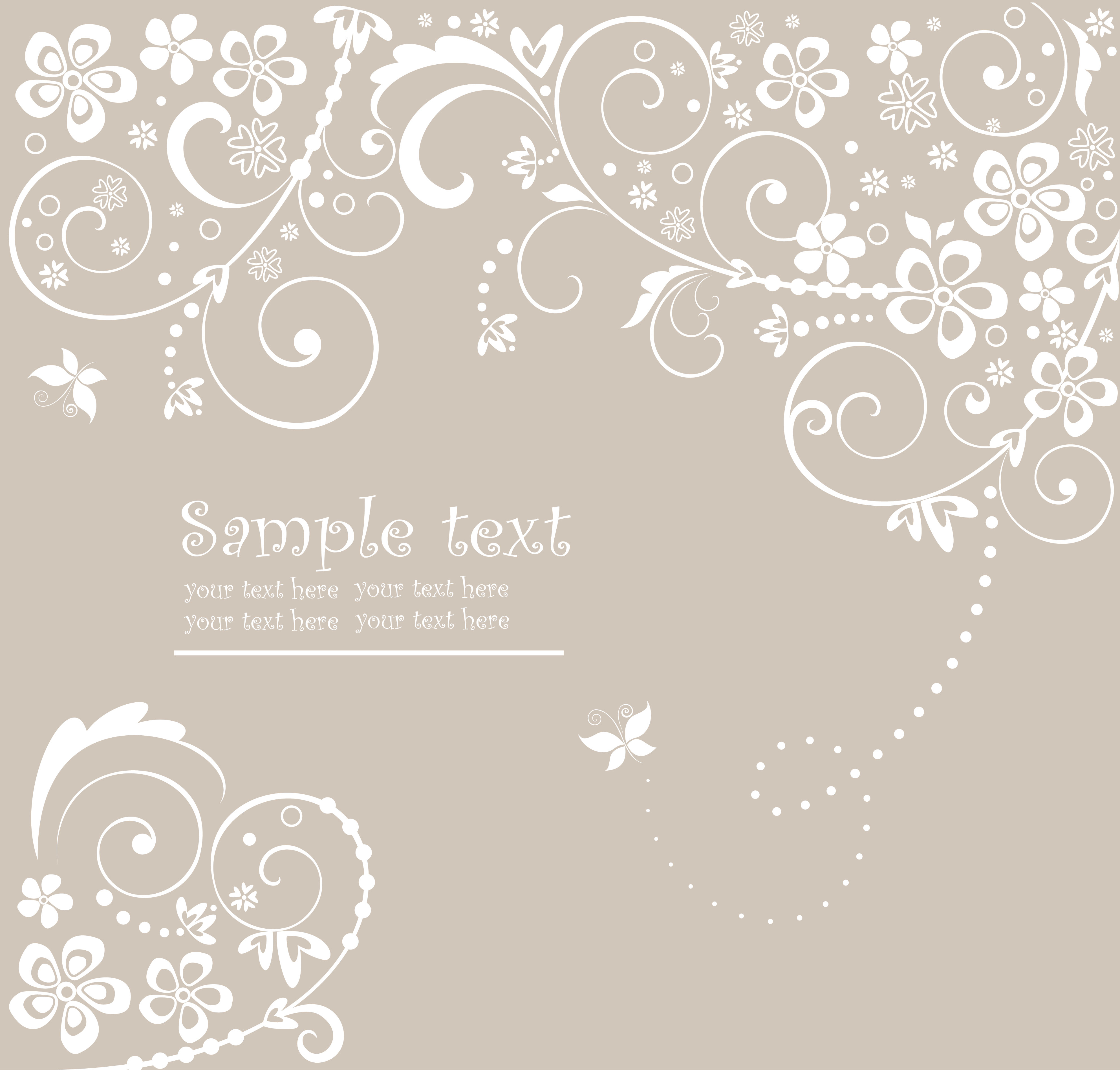 hand drawn retro flower decoration background vector