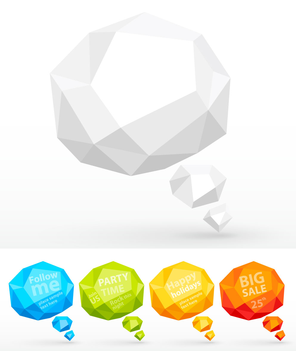 cube origami speech bubbles vector