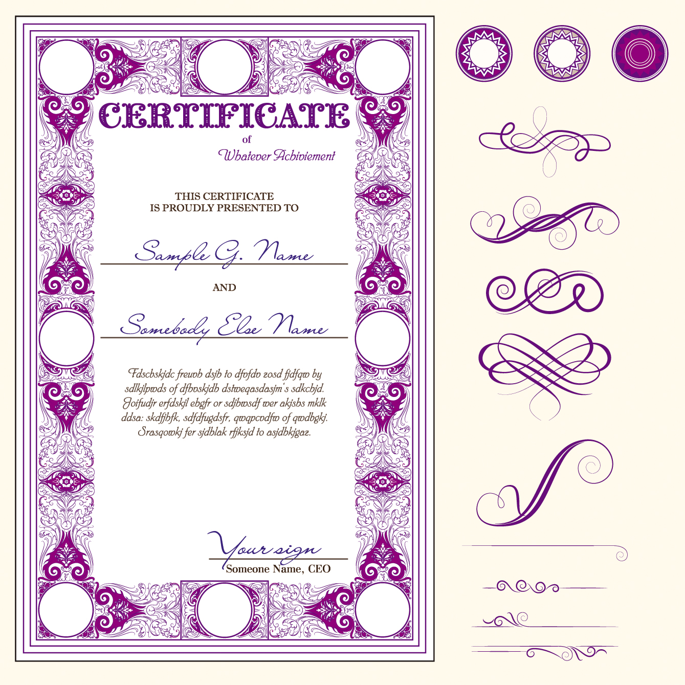 certificate template and decoration borders design vector