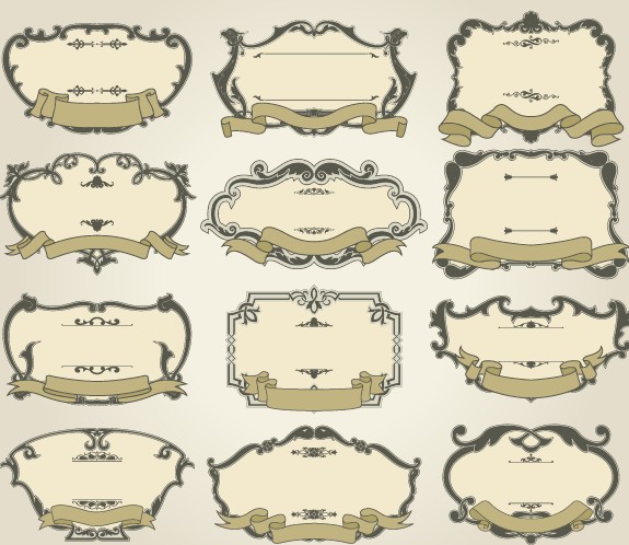 set of vintage frameworks elements vector