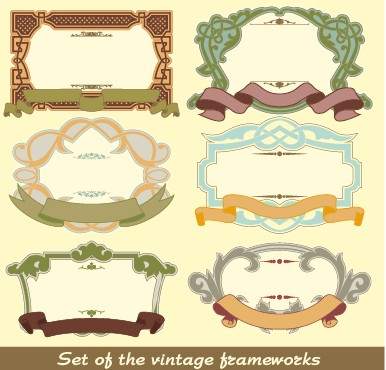 set of vintage frameworks elements vector