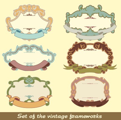 set of vintage frameworks elements vector