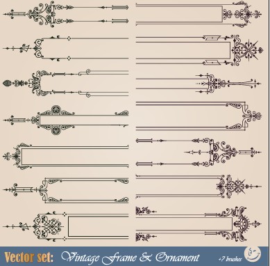 set of vintage frameworks elements vector