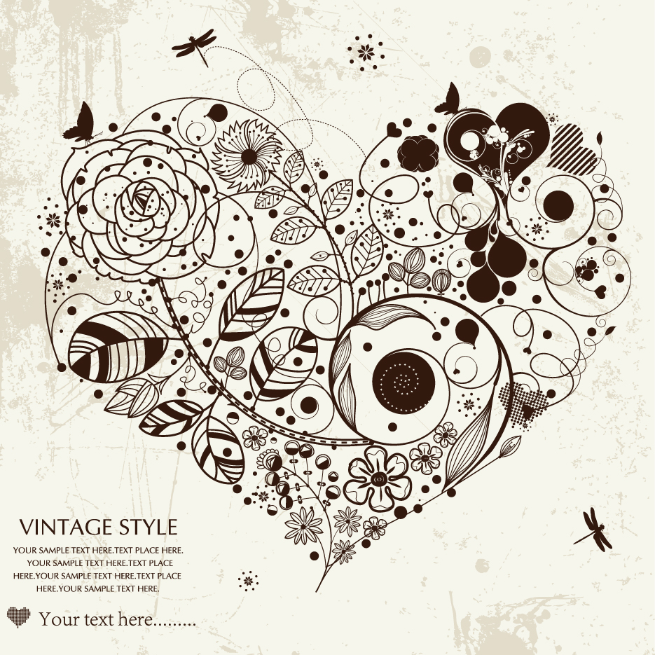 romantic love theme elements vector set