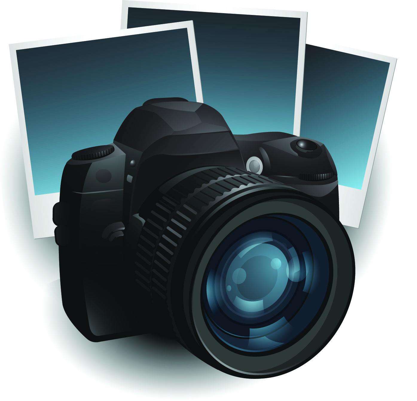 set of different photo camera elements vector