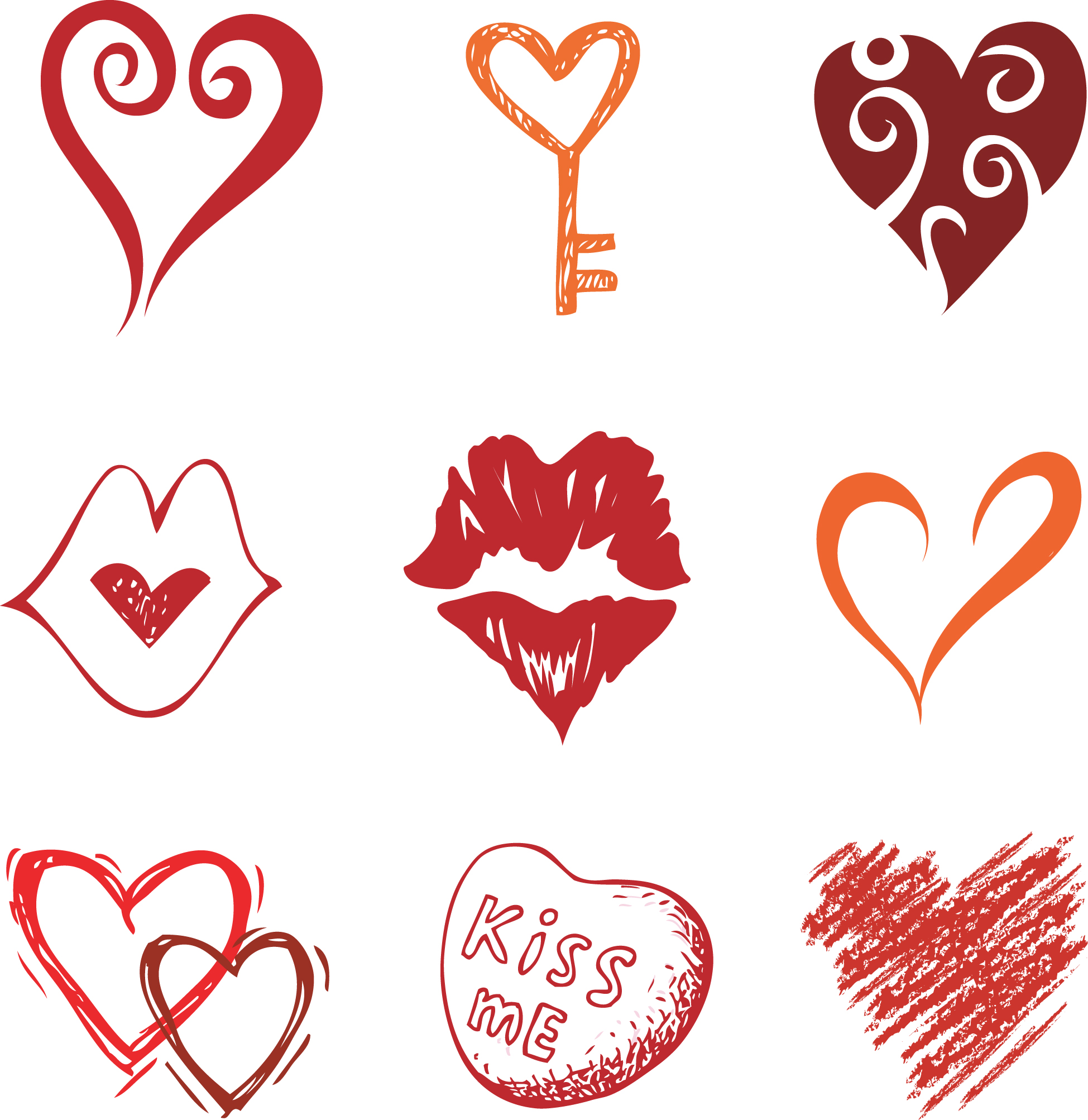 different heart icons design vector set