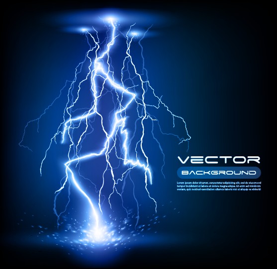 set of lightning flash elements background vector