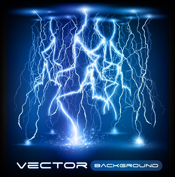 set of lightning flash elements background vector