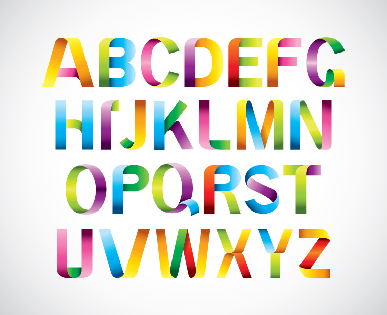 set of different alphabet elements design vector