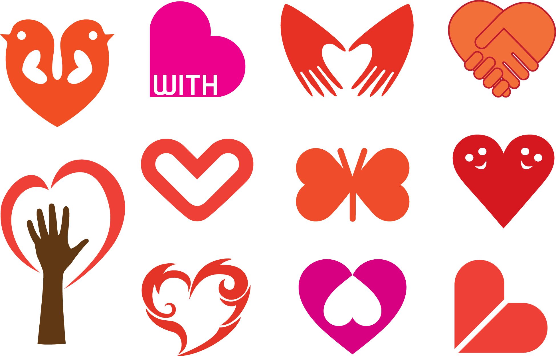 different heart icons design vector set