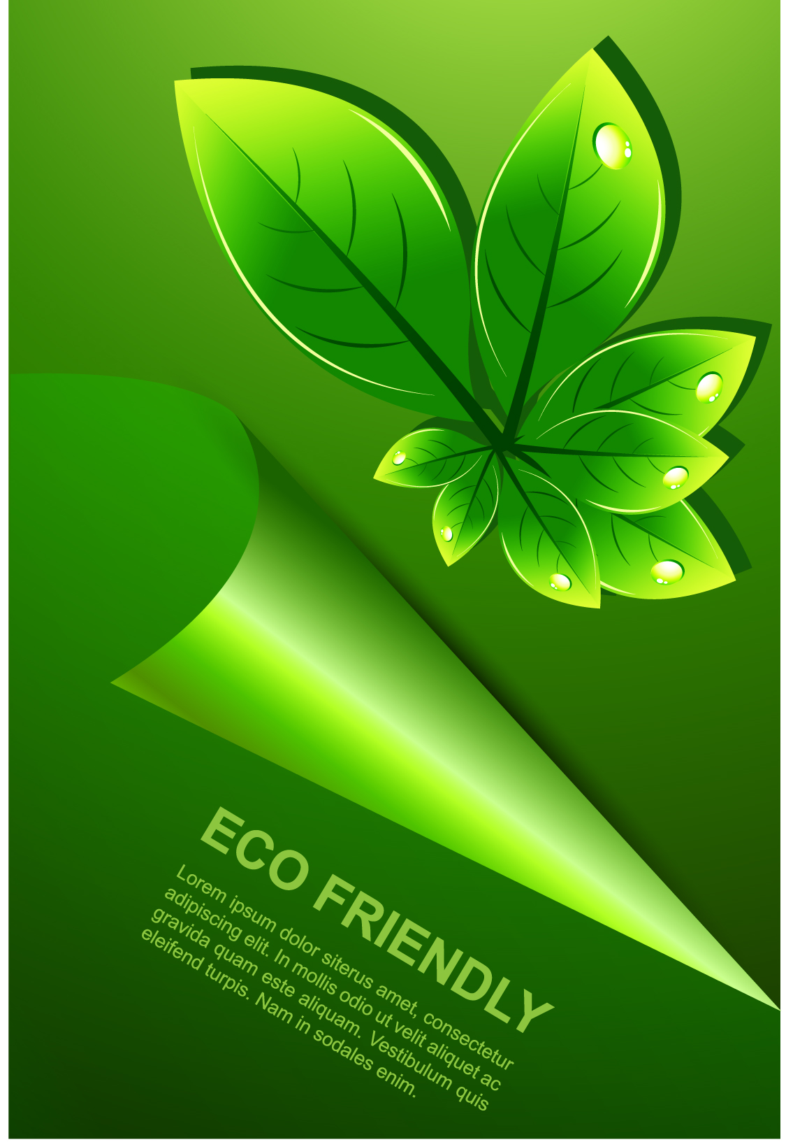 set of eco friendly with green leaves background vector