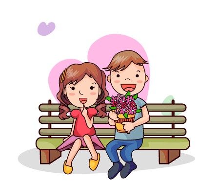 elements of romantic cartoon lovers vector set