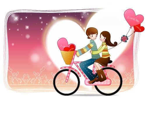 elements of romantic cartoon lovers vector set