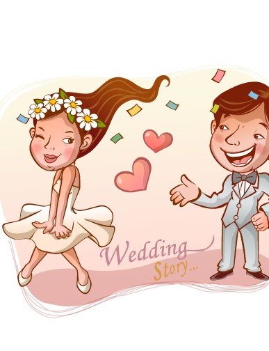 elements of romantic cartoon lovers vector set