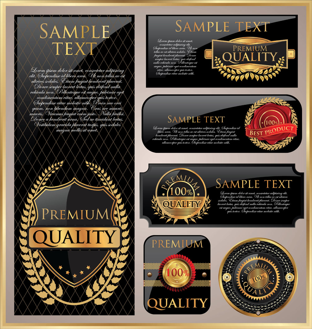 luxury gold premium quality labels vector