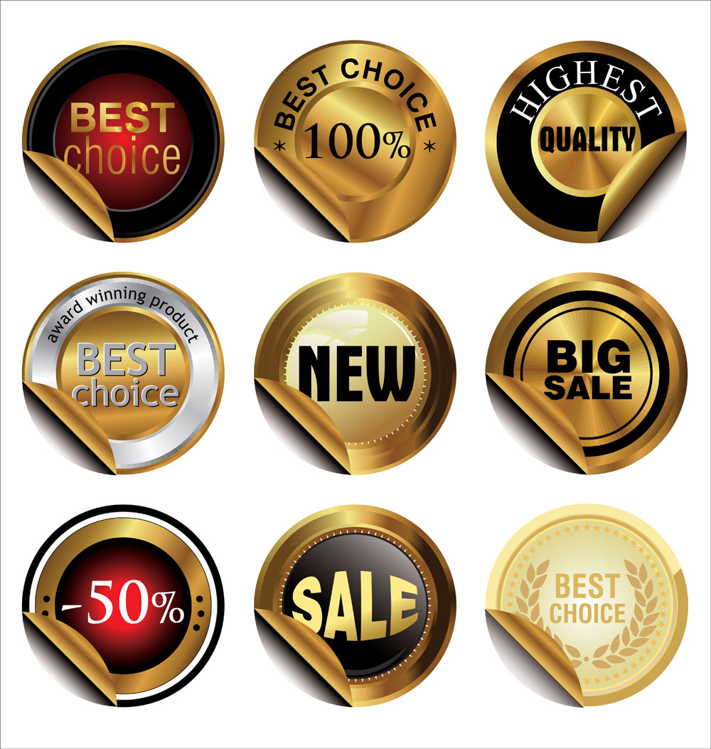 luxury gold premium quality labels vector