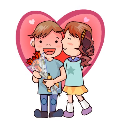 elements of romantic cartoon lovers vector set