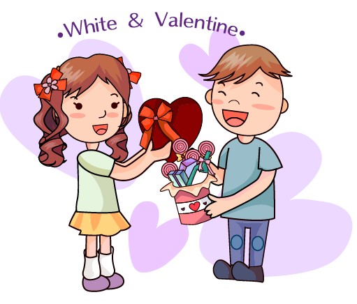 elements of romantic cartoon lovers vector set