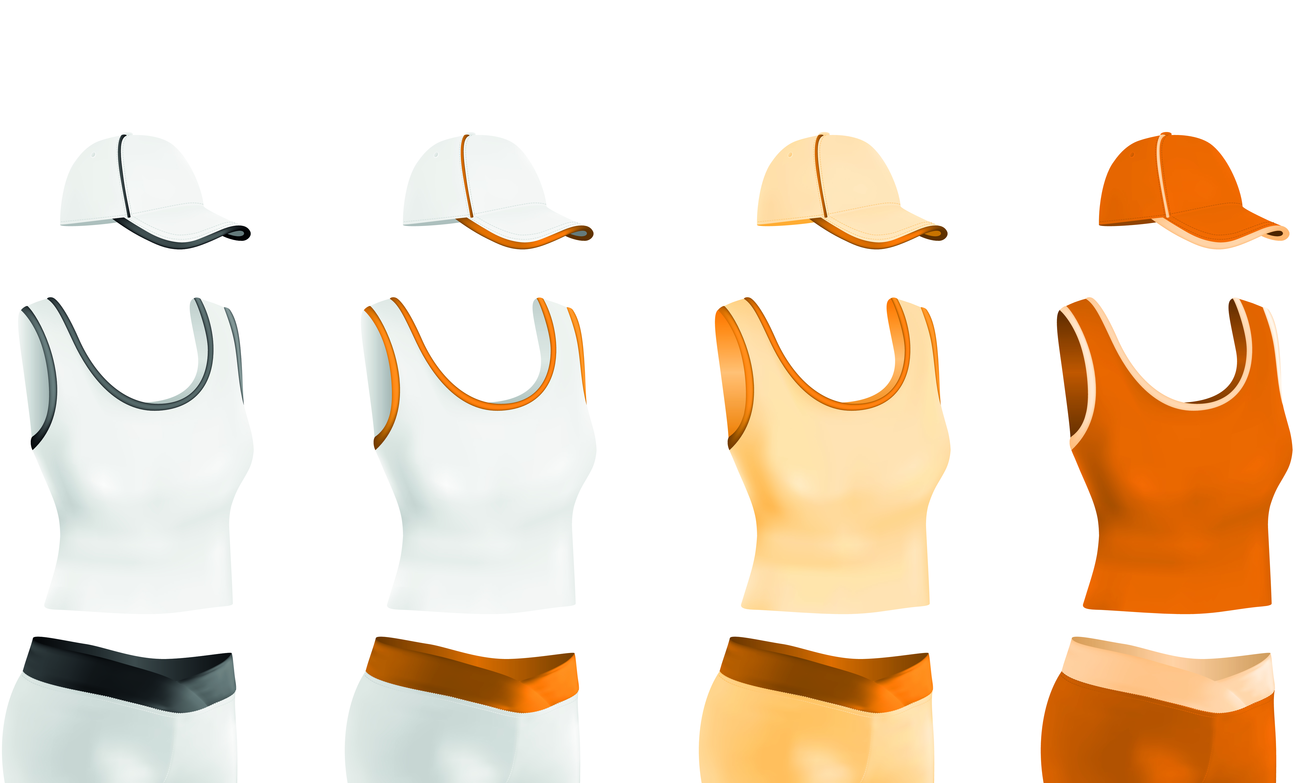 colorful t shirts and caps uniform vector template