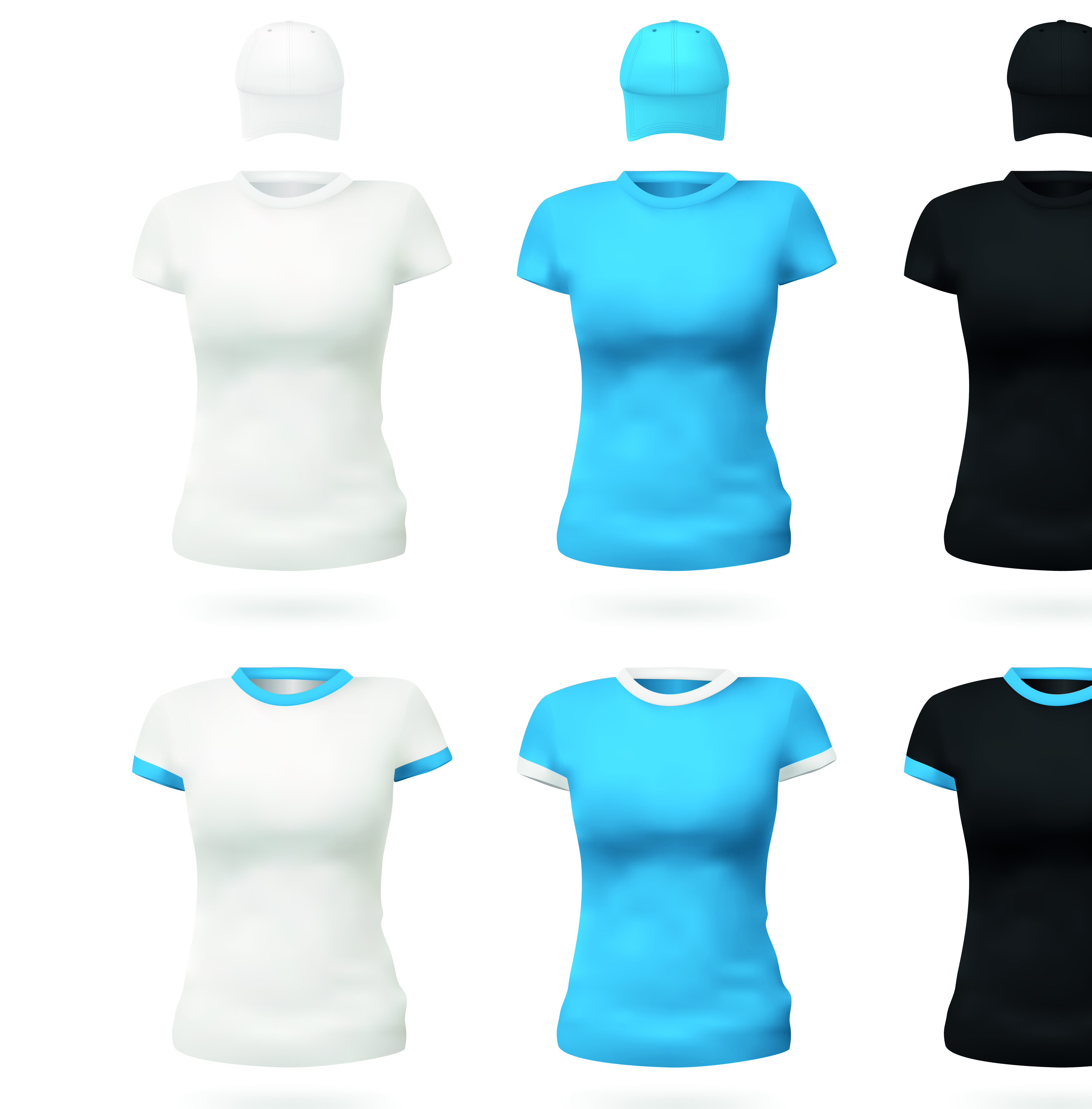 colorful t shirts and caps uniform vector template