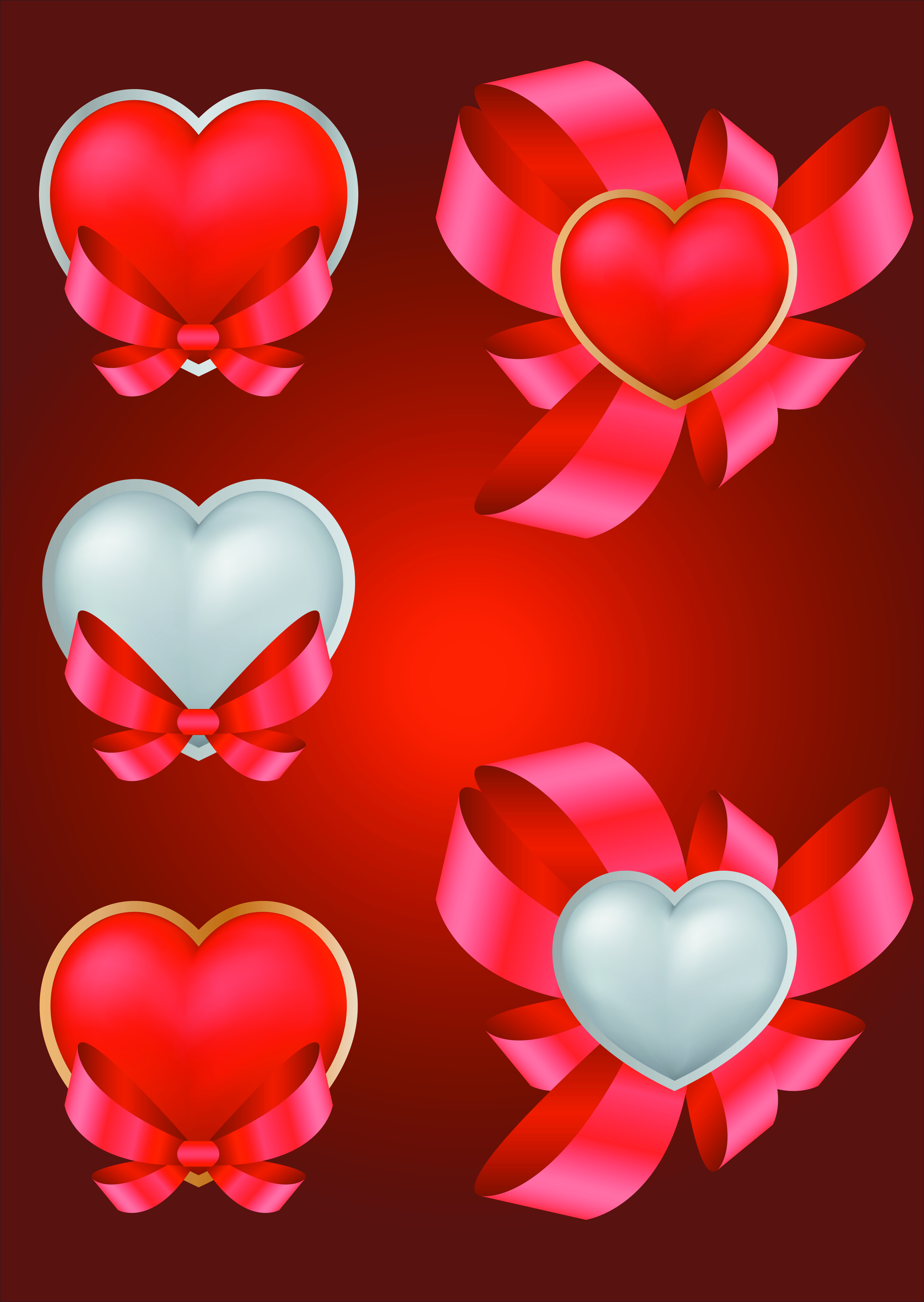 elements romantic red valentine cards vector