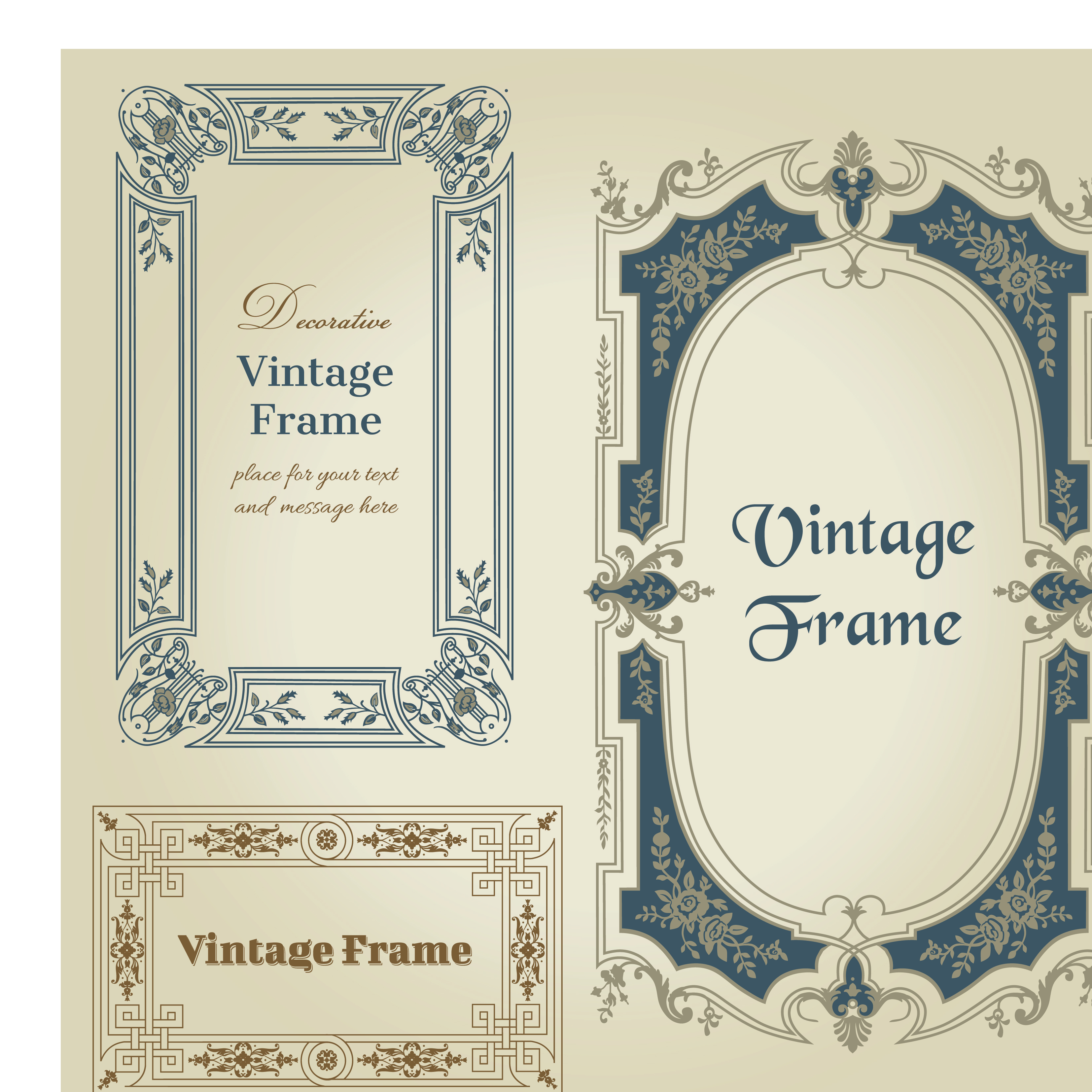 set of decorative vintage frame vector graphics