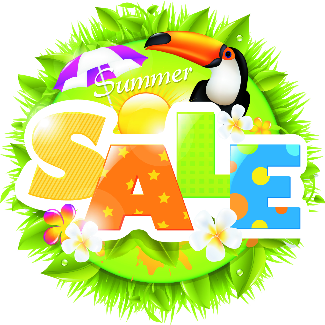 sale elements in the summer vector graphics