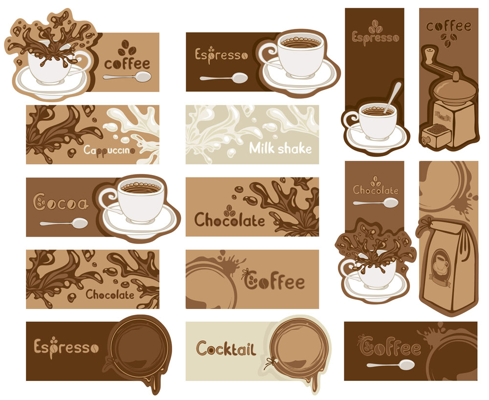 coffee and chocolate elements cards vector