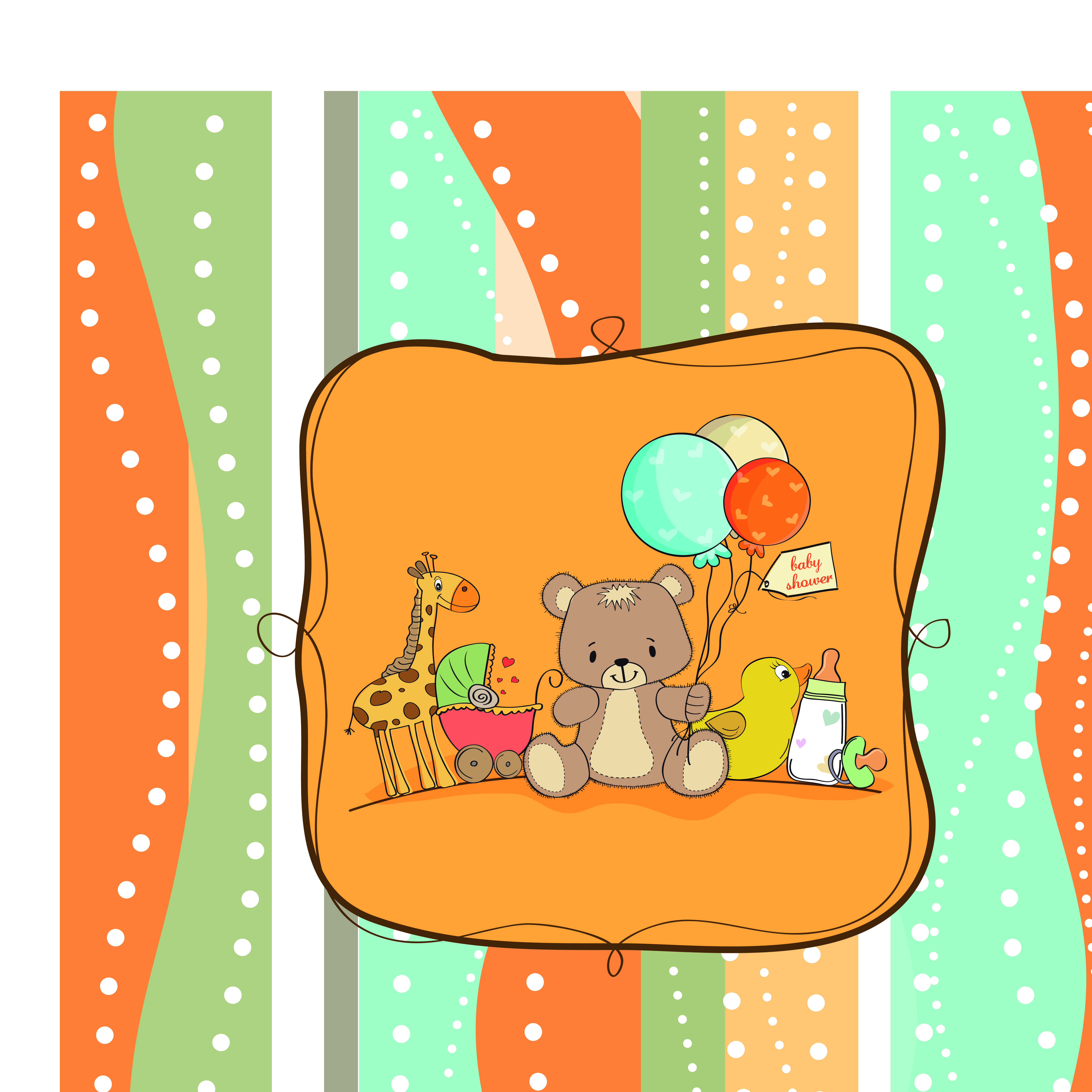 cute cartoon baby cards vector graphics