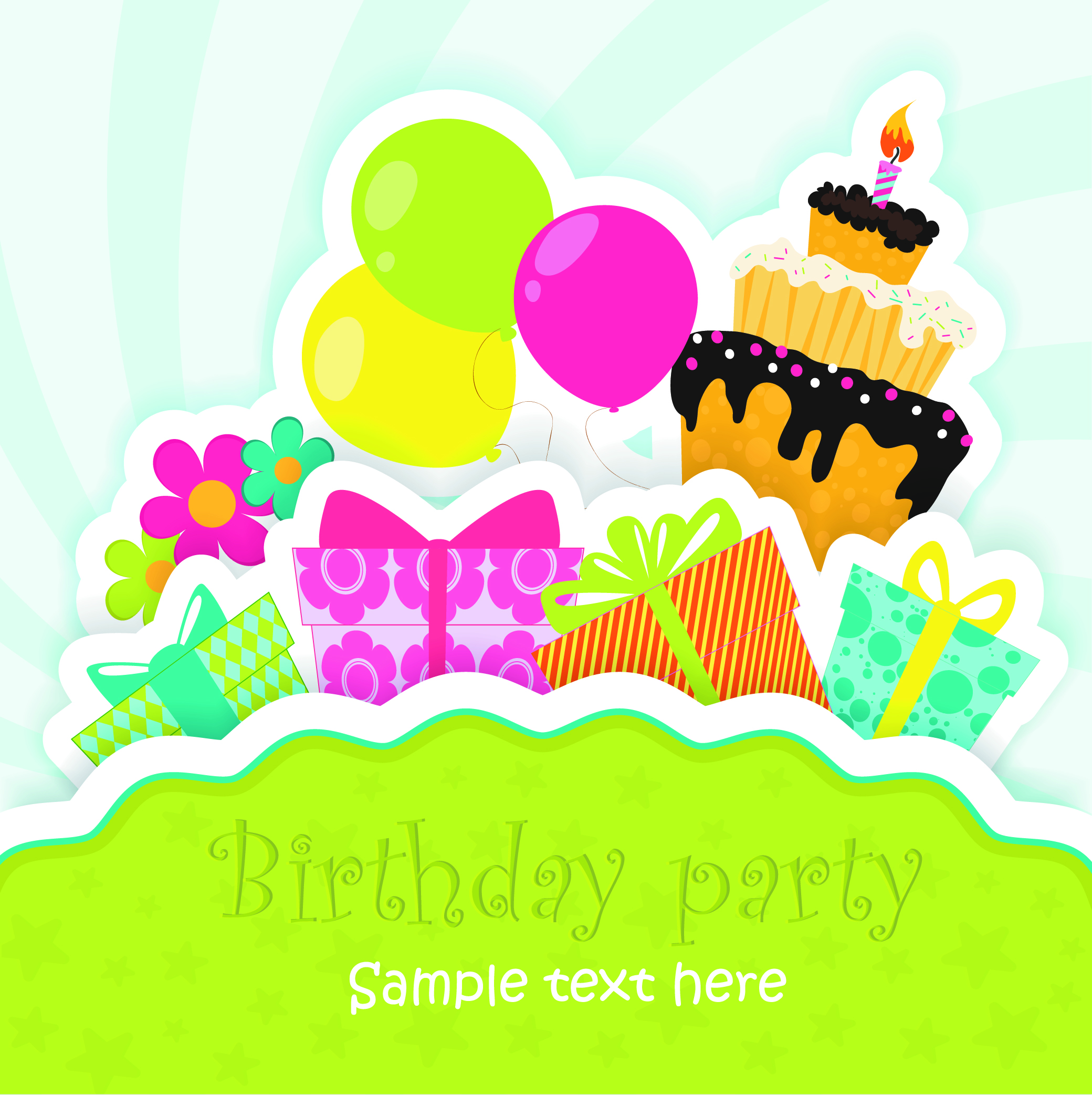 funny cartoon happy birthday cards vector