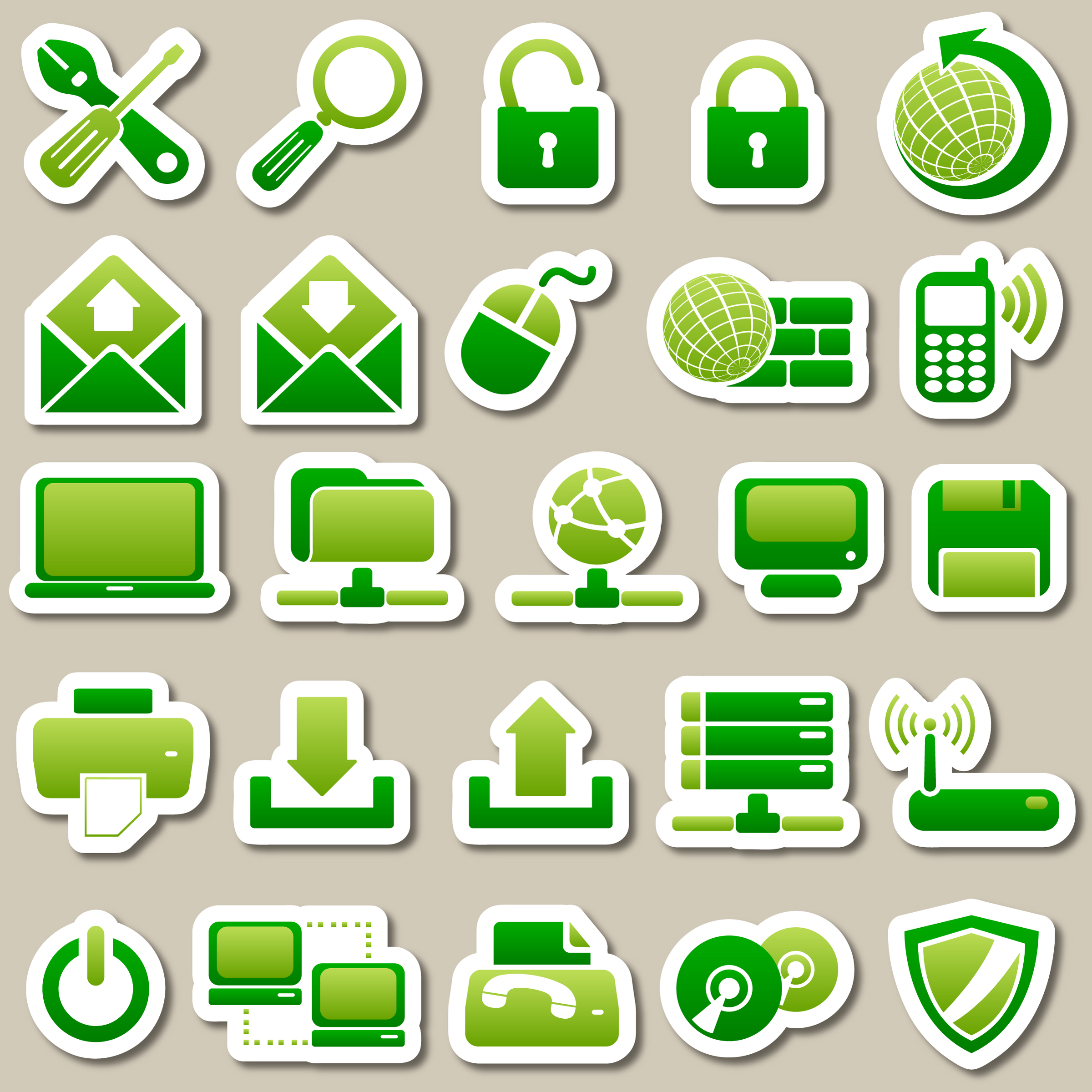 different green icon vector set