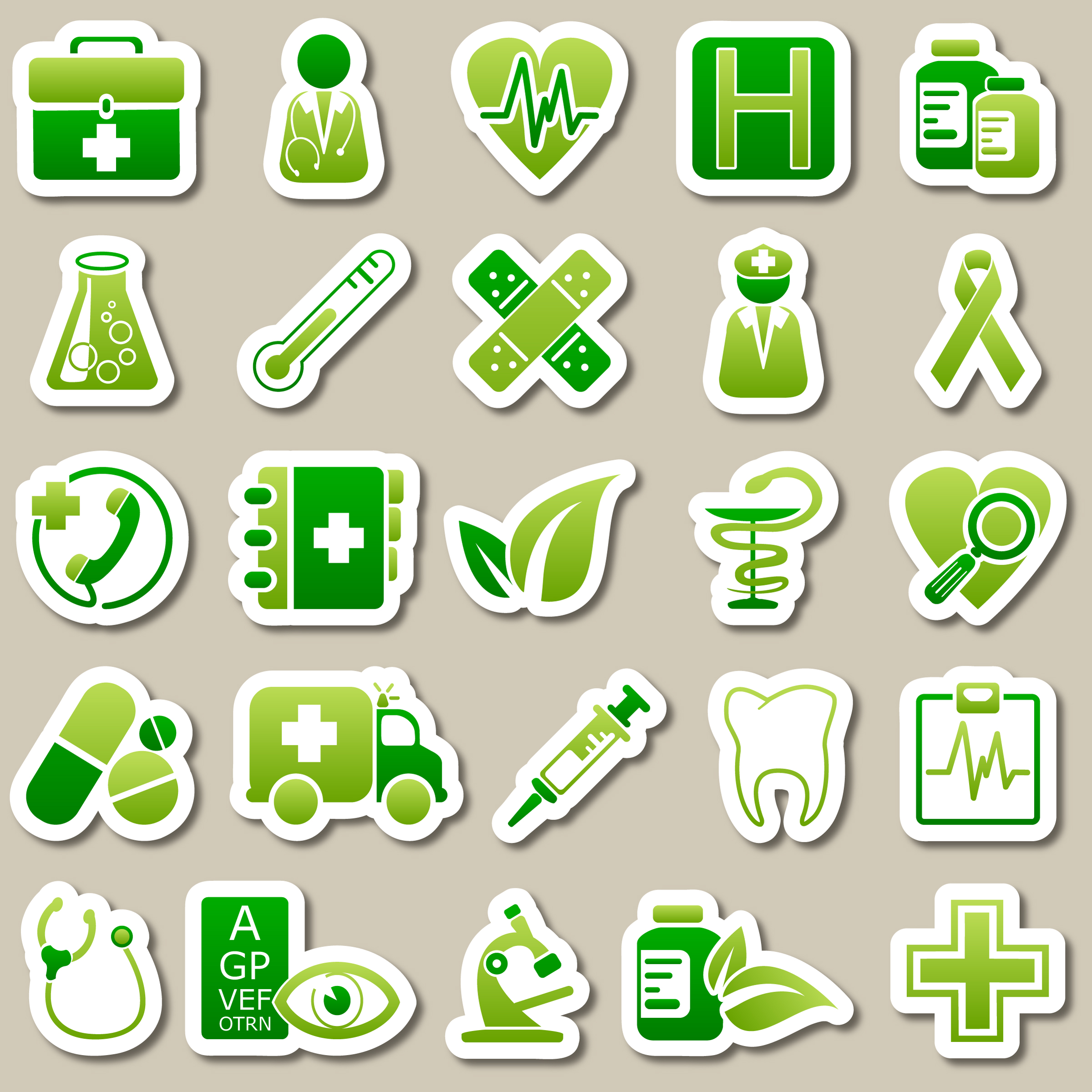 different green icon vector set