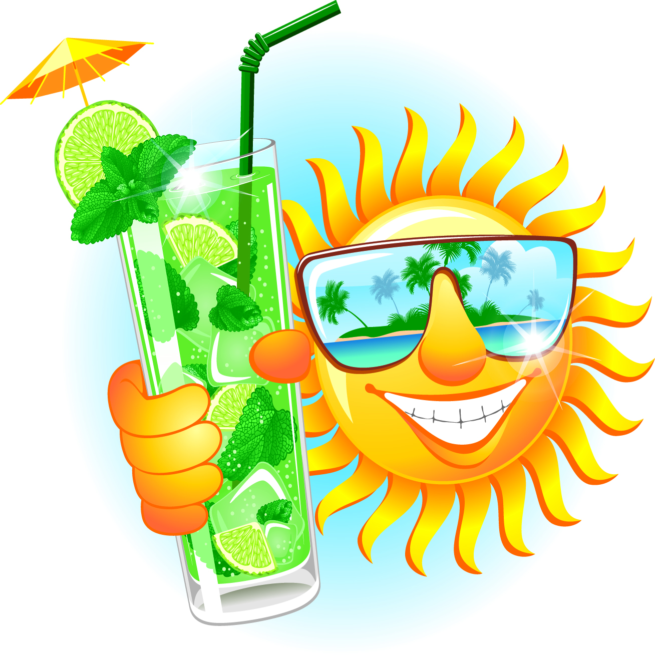 elements of summer sun vector art