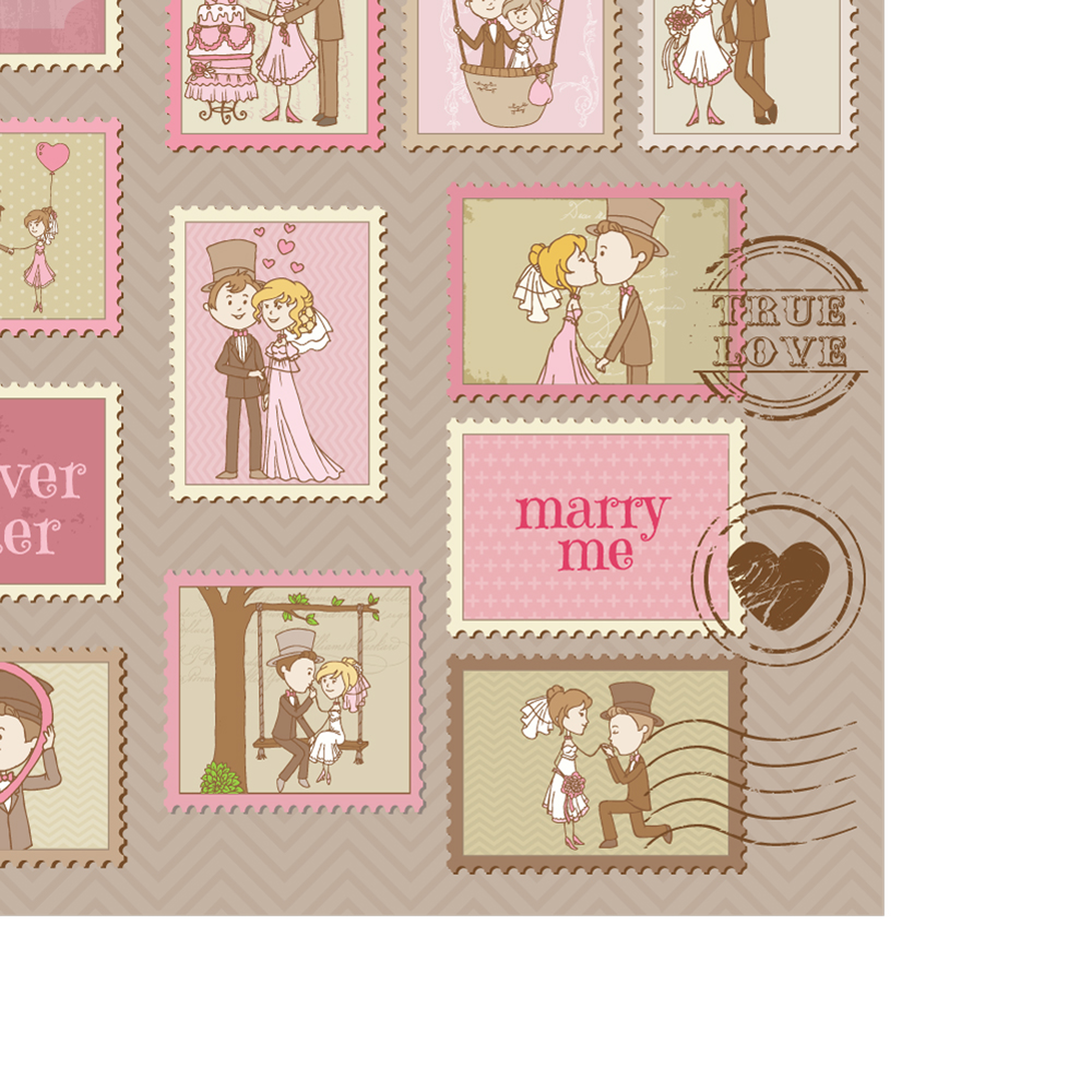 elements of wedding seal and stamp vector